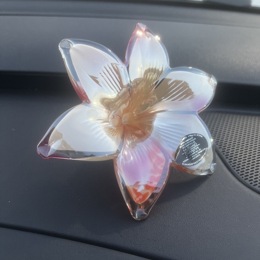 NEW Genuine Italian Flower Blown Glass Murano Beige Orange Color Tones Italy